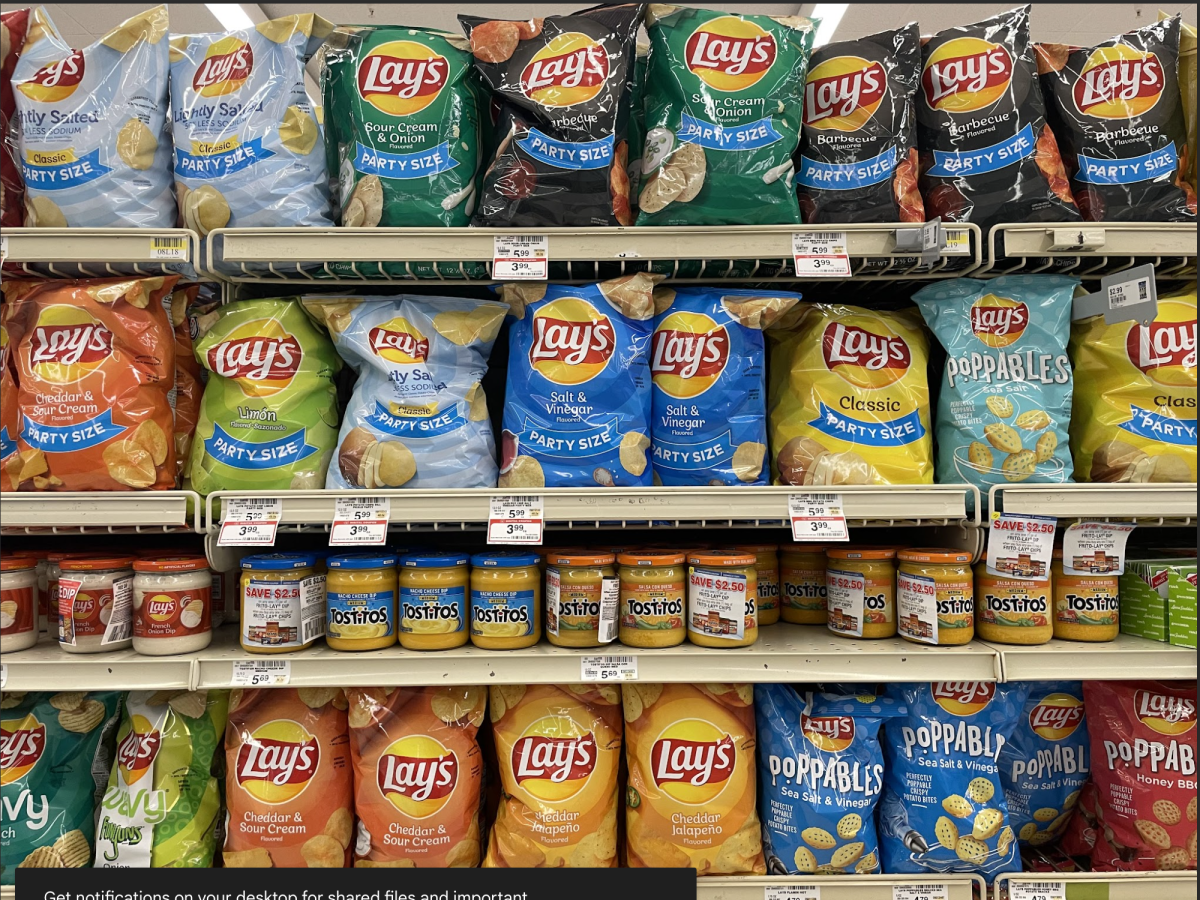 Many students bought food to watch the game at home, like potato chips and burgers.